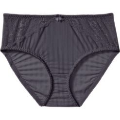 Figi maxi bonprix antracytowy. Szare majtki damskie bonprix, bez wzorów, z koronki. Za 34,99 zł.