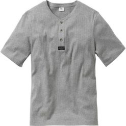 T-shirt Regular Fit bonprix jasnoszary melanż. Szare koszulki męskie bonprix, s, z aplikacjami, bez kołnierzyka. Za 27,99 zł.