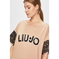 Liu Jo - T-shirt. Bluzki damskie Liu Jo, s, z nadrukiem, z bawełny, z okrągłym kołnierzem. W wyprzedaży za 299,90 zł.