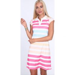 Sukienka polo szerokie pasy / amarant 7575. Szare sukienki marki Fasardi, l, polo, oversize. Za 59,00 zł.