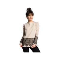 B076 Bluzka z koronką. Niebieskie bluzki damskie BE, xxl, w koronkowe wzory, z jeansu, eleganckie, z klasycznym kołnierzykiem, bez rękawów. Za 135,00 zł.