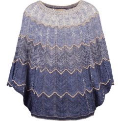 Poncza: Cream CELIA Ponczo royal navy blue
