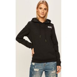 Diesel - Bluza. Czarne bluzy damskie Diesel, s, z nadrukiem, z bawełny, bez rękawów, z kapturem. W wyprzedaży za 299,90 zł.