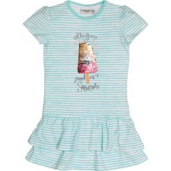 Sukienka "Sunshine" w kolorze błękitno-białym. Niebieskie sukienki niemowlęce Salt and Pepper, w paski, bez rękawów, midi, rozkloszowane. W wyprzedaży za 32,95 zł.