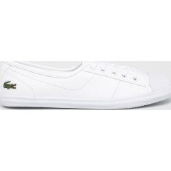 Lacoste - Tenisówki Ziane BL 1 CFA. Białe trampki i tenisówki damskie Lacoste, bez wzorów, ze skóry, na sznurówki. W wyprzedaży za 269,90 zł.