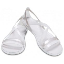 Crocs Damskie Sandały Isabella Strappy Perłowa Biel (36,5). Białe crocsy damskie w paski, sportowe, bez obcasa, z paskami. W wyprzedaży za 195,00 zł.