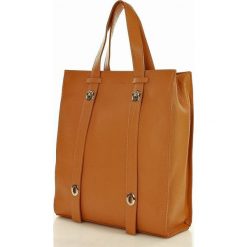 MARCO MAZZINI Torebka skórzana shopper wydłużana rączka camel. Brązowe torby damskie na zakupy marki MAZZINI, w paski, ze skóry, na ramię. Za 349,00 zł.