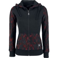 Bluzy damskie: Black Premium by EMP Two-Tone Lace Hoodie Jacket Bluza z kapturem rozpinana damska czarny