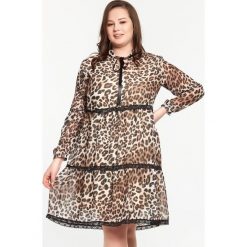 Sukienka Anita w panterkę XXL OVERSIZE. Sukienki damskie Moda Size Plus Iwanek, na co dzień, na wiosnę, s, w koronkowe wzory, z elastanu, biznesowe, ze stójką, z długim rękawem, długie, maxi, oversize. Za 159,00 zł.