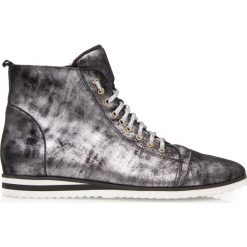 Sneakersy srebrno czarne sznurowane. Czarne sneakersy damskie Arturo Vicci, ze skóry. Za 159,50 zł.