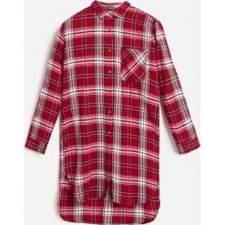 Flanelowa koszula nocna w kratę - Czerwony. Czerwone koszule nocne damskie Reserved, s, bez wzorów, bez kołnierzyka, bez rękawów. Za 79,99 zł.