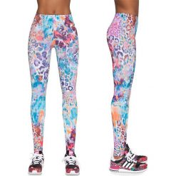 Legginsy: Bas Black Legginsy damskie długie Caty 90 niebiesko-pomarańczowo-fioletowe r. L