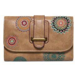 Desigual Portfel Damski Brązowy Siara Lengueta. Brązowe portfele damskie Desigual, z haftami. Za 249,00 zł.
