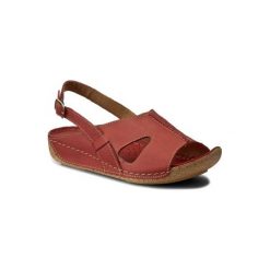 LASOCKI COMFORT 1382-19. Czerwone sandały damskie Lasocki Comfort, bez wzorów, ze skóry, bez obcasa, bez zapięcia. Za 129,99 zł.