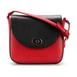 Torebki klasyczne damskie: Skórzana torebka w kolorze czarno-czerwonym – (S)19 x (W)17,5 x (G)6,5 cm