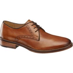Półbuty męskie AM SHOE brązowe. Pomarańczowe buty wizytowe męskie AM SHOE, bez wzorów, ze skóry, na sznurówki. Za 199,90 zł.