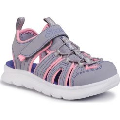 Sandały SKECHERS - Playful Trek 302100L/GYPK Gray/Pink. Szare sandały dziewczęce Skechers, ze skóry ekologicznej, bez zapięcia. Za 179,00 zł.