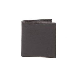 Portfele męskie: Skórzany portfel w kolorze ciemnobrązowym – (D)10 x (S)9,5 cm