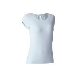 Koszulka krótki rękaw Gym & Pilates 900 damska. Szare bluzki sportowe damskie DOMYOS, l, z bawełny. W wyprzedaży za 59,99 zł.