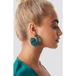 Kolczyki damskie: NA-KD Accessories Okrągłe kolczyki Green Resin - Green