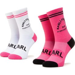 Zestaw 2 par wysokich skarpet damskich KARL LAGERFELD - 201W6006 Neon Pink. Różowe skarpetki damskie KARL LAGERFELD, bez wzorów, z materiału. Za 239,00 zł.