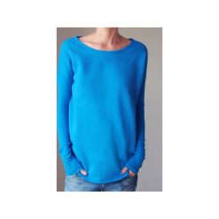 Wąski gruby rękaw niebieski bluza oversize. Niebieskie bluzy damskie One mug a day, bez wzorów, z bawełny, bez rękawów, długie, bez kaptura. Za 189,00 zł.