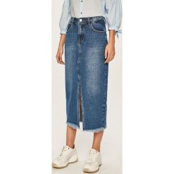 Answear - Spódnica. Niebieskie spódniczki damskie ANSWEAR, s, z bawełny, casualowe, z podwyższonym stanem, midi, ołówkowe. W wyprzedaży za 79,90 zł.
