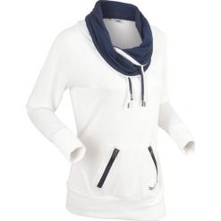 Bluzy damskie: Bluza z długim rękawem bonprix biel wełny melanż