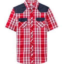Koszula z krótkim rękawem bonprix czerwony w kratę. Czerwone koszule męskie bonprix, xl, bez wzorów, bez kołnierzyka, z krótkim rękawem. Za 64,99 zł.