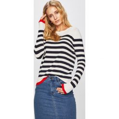 Vero Moda - Sweter. Białe swetry damskie Vero Moda, s, z nadrukiem, z wiskozy, z krótkim rękawem, krótkie, bez kaptura. W wyprzedaży za 59,90 zł.