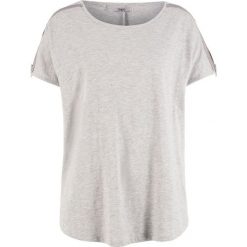 Shirt bawełniany z ozdobnym zamkiem, luźniejszy fason bonprix jasnoszary melanż. Szare koszulki damskie marki bonprix, bez wzorów, z bawełny, bez kołnierzyka. Za 44,99 zł.