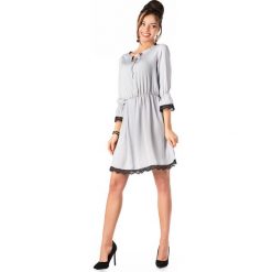 Szara Sukienka w Stylu Boho z Koronkową Wypustką. Szare sukienki dziewczęce Molly.pl, z aplikacjami, z koronki, boho, bez rękawów, rozkloszowane. Za 109,90 zł.