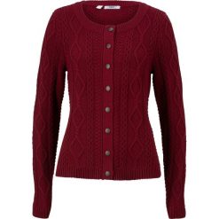 Sweter rozpinany w warkocze bonprix czerwony rubinowy. Czerwone swetry damskie bonprix, bez wzorów, bez rękawów, bez kaptura. Za 99,99 zł.