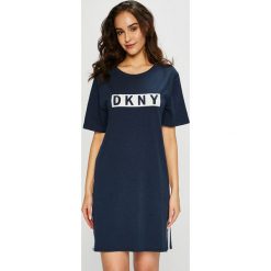 Dkny - Koszula nocna. Niebieskie piżamy damskie DKNY, na co dzień, s, z nadrukiem, z elastanu, z okrągłym kołnierzem, z krótkim rękawem. W wyprzedaży za 199,90 zł.