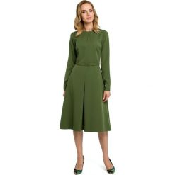 Sukienka - zielona. Zielone sukienki damskie Moe, s, w paski, z elastanu, bez kołnierzyka, bez rękawów, mini, rozkloszowane. W wyprzedaży za 170,00 zł.