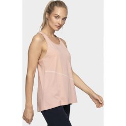 Top damski TSD205 - beż. Szare topy damskie 4f, bez wzorów, z bawełny, bez kołnierzyka. Za 49,99 zł.