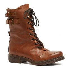 Buty zimowe męskie: Skórzane botki w kolorze brązowym