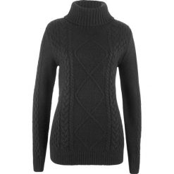 Sweter z golfem bonprix czarny. Czarne swetry damskie bonprix, bez wzorów, bez rękawów, bez kaptura. Za 99,99 zł.