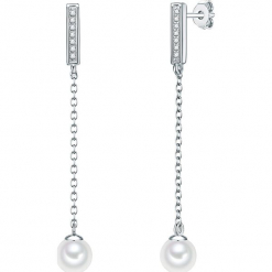 Srebrne kolczyki-wkrętki z cyrkoniami i perłami w kolorze białym. Białe kolczyki damskie Pearls Special, z cyrkonią, srebrne. W wyprzedaży za 227,95 zł.