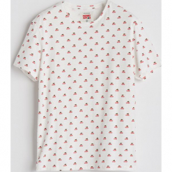 T-shirt ze świątecznym nadrukiem - Biały. Białe t-shirty męskie z nadrukiem marki Reserved, l. Za 39,99 zł.
