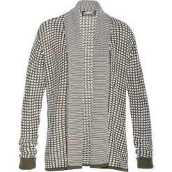 Sweter bez zapięcia bonprix ciemnooliwkowo-biały. Zielone swetry damskie marki bonprix, bez wzorów, bez rękawów, bez kaptura. Za 44,99 zł.