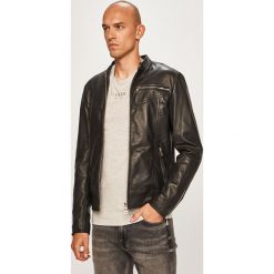 Marciano Guess - Kurtka skórzana. Czarne płaszcze męskie MARCIANO GUESS, xl, z aplikacjami, z bawełny, krótkie, bez kaptura. W wyprzedaży za 949,90 zł.