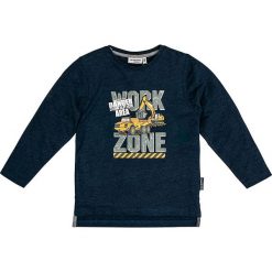 Koszulka "Construction" w kolorze granatowym. Niebieskie t-shirty chłopięce Salt and Pepper, z nadrukiem, z bawełny, z długim rękawem. W wyprzedaży za 27,95 zł.