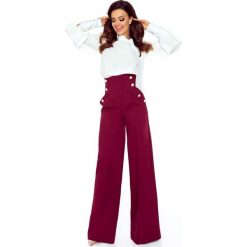 Eleganckie spodnie z wysokim stanem bordo. Szare spodnie z wysokim stanem marki Bergamo. Za 249,99 zł.
