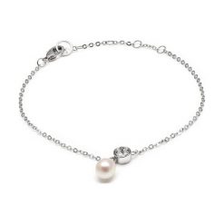 Bransoletki damskie na nogę: Pozłacana bransoletka z kryształem Swarovski i perłą