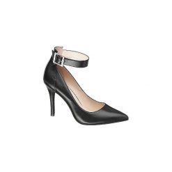 Eleganckie szpilki damskie Graceland z paskiem wokół kostki. Czarne szpilki bez wzorów, z materiału, eleganckie, bez obcasa, na obcasie, bez zapięcia. Za 69,00 zł.