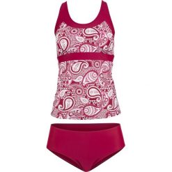 Tankini (2 części) bonprix bordowo-biały. Białe stroje kąpielowe damskie bonprix, bez wzorów. Za 109,99 zł.