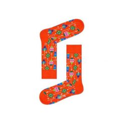 Skarpetki Happy Socks - Holiday XMAS (BAU01-4000). Pomarańczowe skarpetki męskie Happy Socks, w kolorowe wzory, z bawełny. Za 34,90 zł.