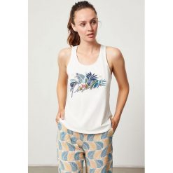 Etam - Top piżamowy Bambou. Białe piżamy damskie Etam, s, z nadrukiem, z bawełny, bez rękawów. W wyprzedaży za 59,90 zł.