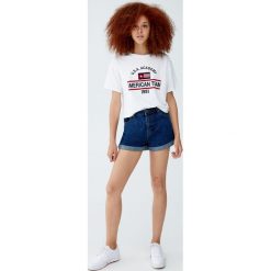 Koszulka „American Team”. Szare koszulki damskie Pull&Bear, bez wzorów, bez kołnierzyka. Za 49,90 zł.